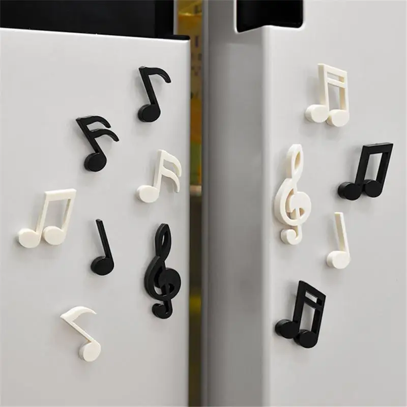 6pcs Cute Black And White Musical Note Fridge Magnets - Perfect For Lockers, Whiteboards And Office Decorations Kitchen Gift