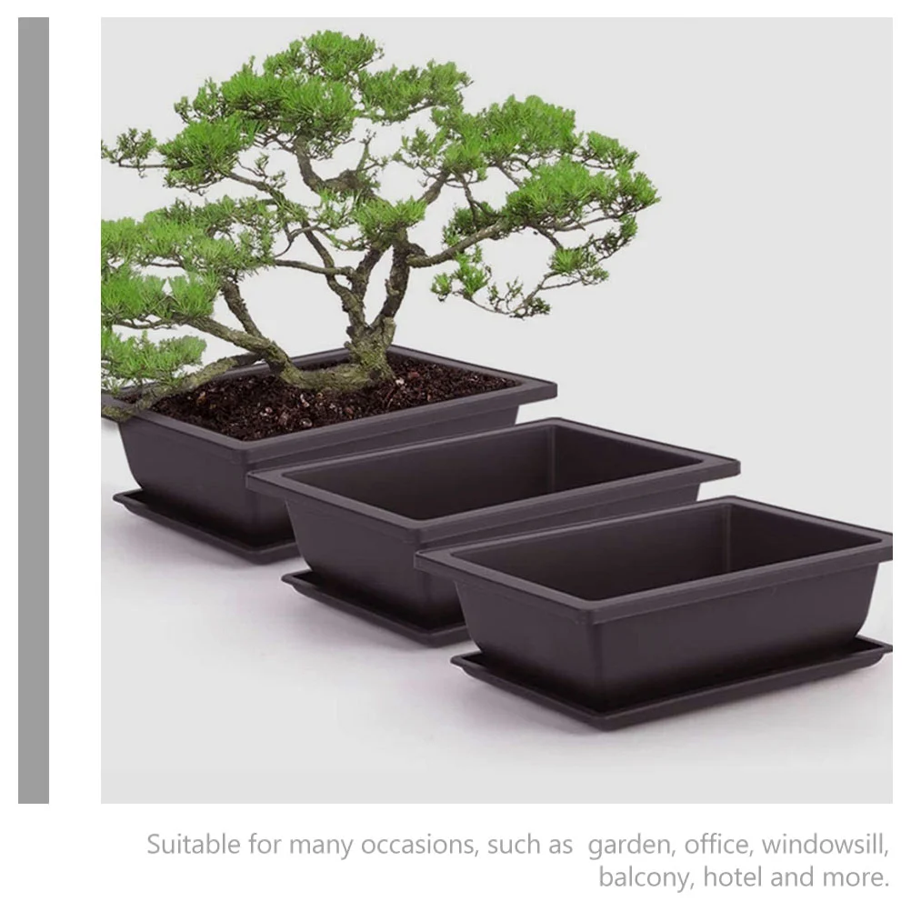 5pcs Bonsai Planting Pots Rectangular Planter Flower Planting Containers No Trays Rectangular Flowerpot