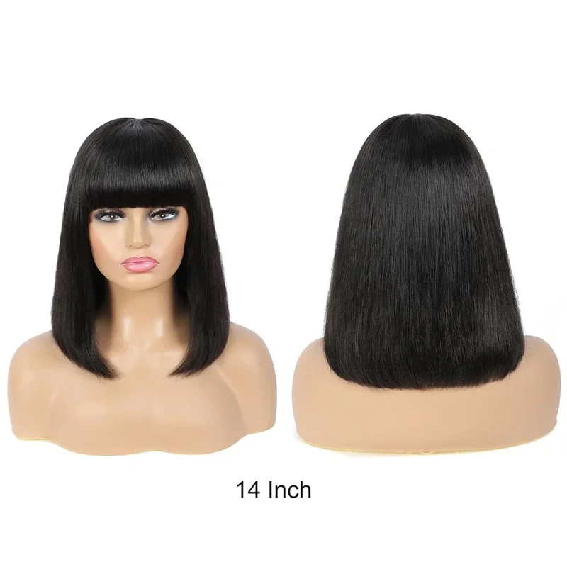 Real Hair New Fashion Gorgeous Black Straight Women's Wigs 14 In