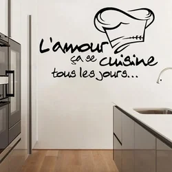 Kitchen Wall Sticker Dinning Room Decoration Quote Love Cooking Vinyl Decals Restaurant Stickers French Decal Cook C6014