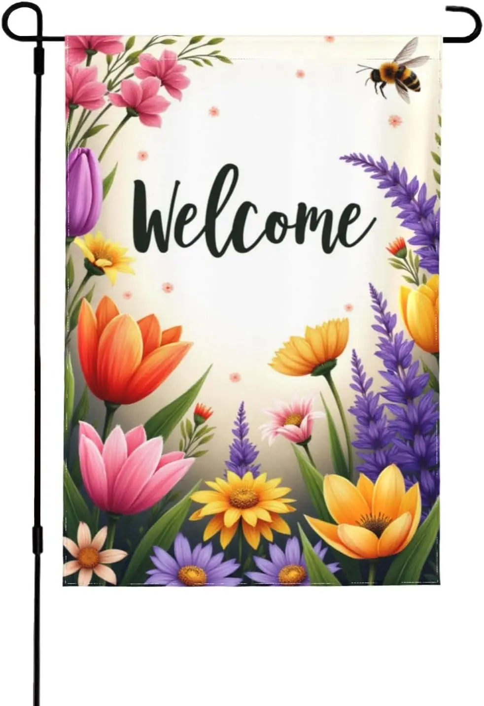 Welcome Spring Garden Flag 12x18 Inch Double Sided Floral Bee Outdoor Yard Flag Colorful Flower Summer House Flag Decorative YYX