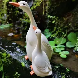Garden Ducks Figurine Statue Imitation Mother and Child Duck Garden Micro-landscape Decoration Resin Handicraft Ornaments