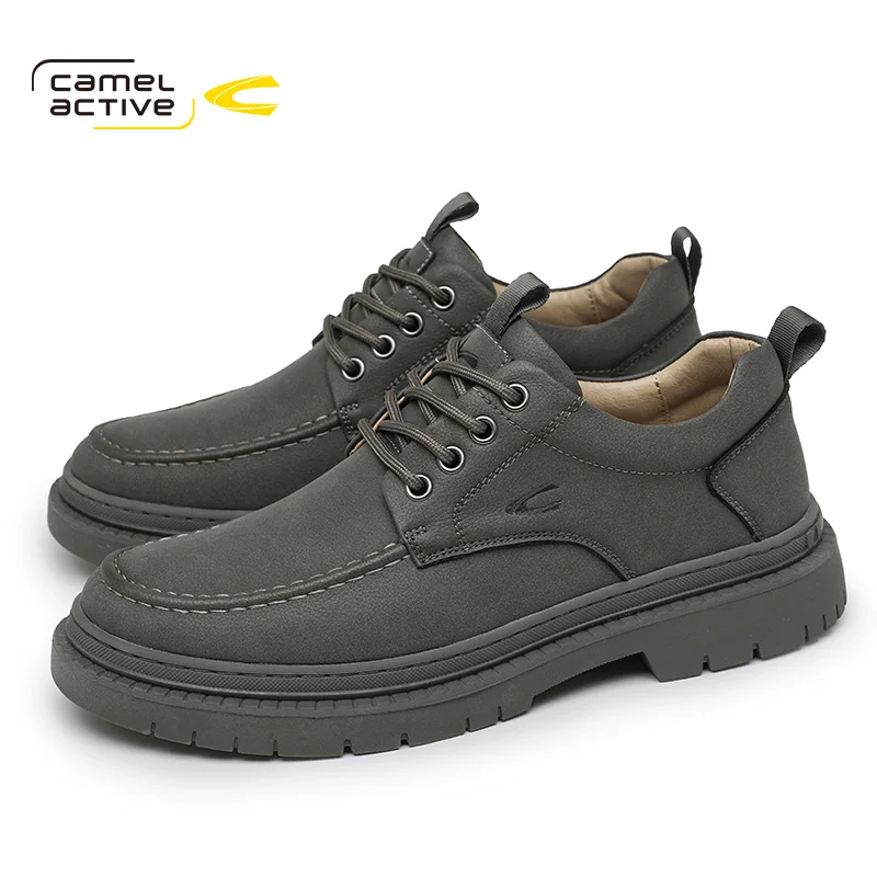 Camel Active Men Oxfords Lace-up Autumn New Breathable Man Split Leather Men\'s Trend Casual Shoes DQ120153