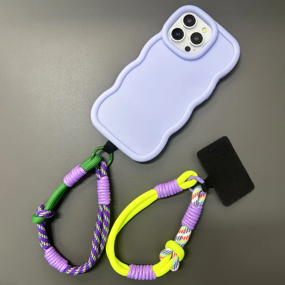 Pulsera de mano antipérdida portátil con nudo lindo para teléfono móvil, cadena de cuerda colorida coreana para iPhone 15, 14, 13, 11 Pro Max, Xiaomi