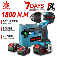 ONEVAN High Torque Cordless Brushless Electric Impact Wrench 1800N.M 1/2\