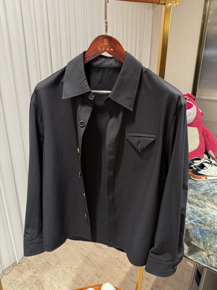 

Высококачественное гладкое мужское повседневное пальто против морщин, одинарное тюревое пальто, осенние тонкие высокие товары, глажка не требуется