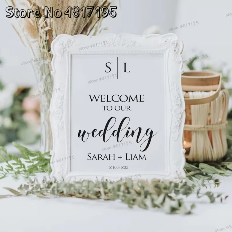 Wedding Welcome Sign Personalized Name Wedding Party Mirror Party Stickers Personalize Welcome To Our Wedding Vinyl Stickers