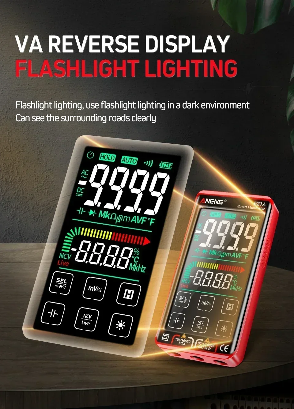 ANENG 620C/621A Digitales Multimeter AC/DC Spannungs- und Strommessgerät 6000 Anzeigen NCV Temperatur Kapazität Widerstand Frequenz ﻿ – Detail 18