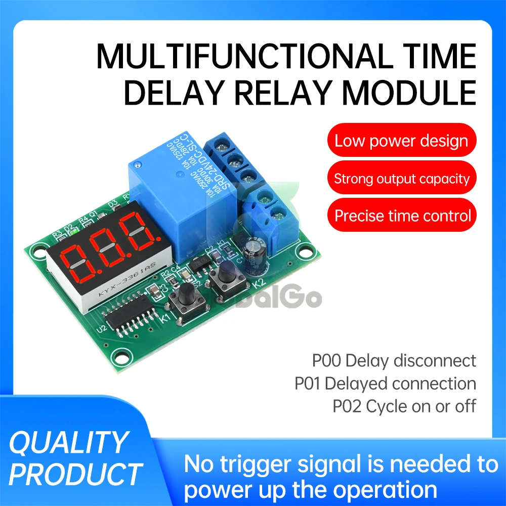 DC12V 24V LED ดิจิตอลรีเลย์หน่วงเวลา Trigger CYCLE TIMER DELAY SWITCH Circuit Board Timing Control โมดูล DIY