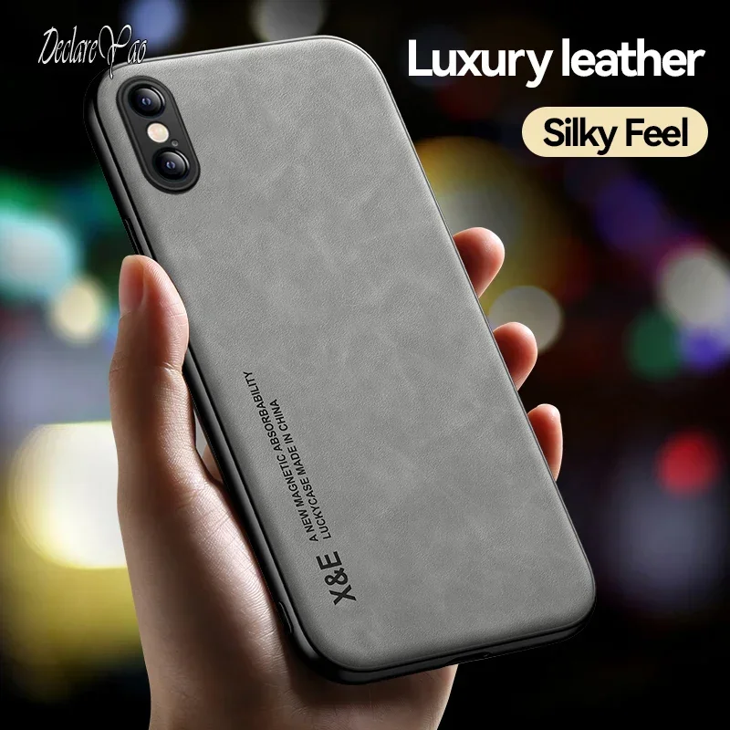 DECLAREYAO Luxury Magnetic Hard Case For Apple iPhone XS X Max S R XR Cover Ultra-thin Light Suede Leather Shockproof Soft Frame