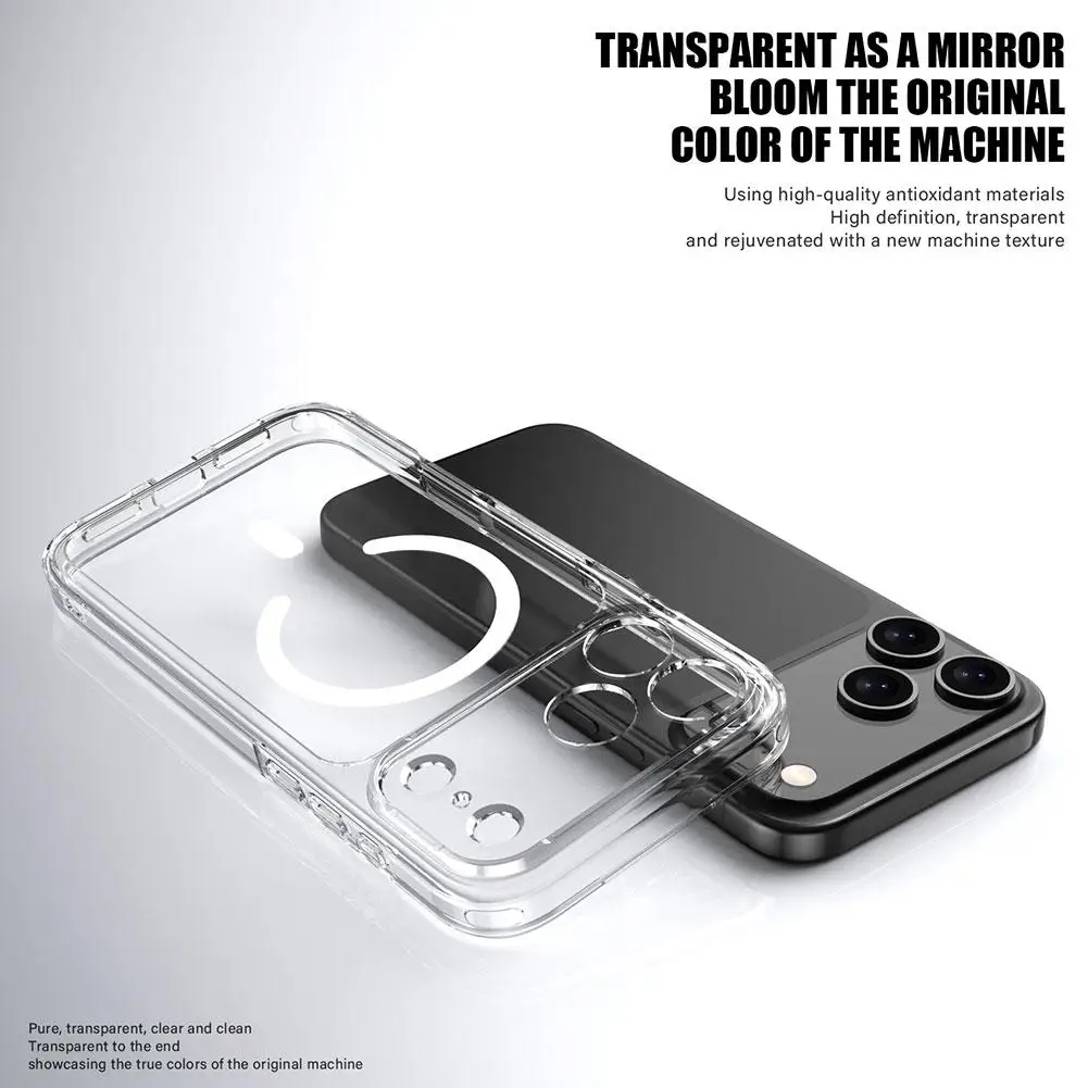 For IPhone 17 Pro/Pro Max/Air Aurora Transparent Magnetic Phone Case TPU Anti Fall Simple And Non Yellowing Protective Case