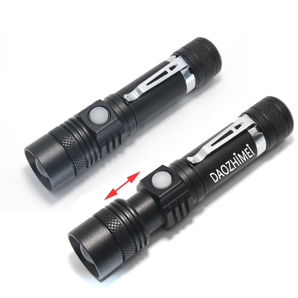 5000Lumens T6 Zoomable 3 Modes LED Torch USB Rechargeable Flashlight 18650 Flashlights For Camping +Battery + USB