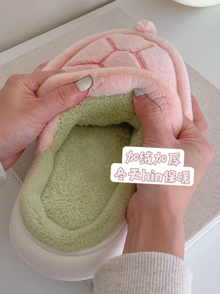 Simpatiche pantofole tartaruga per coppie scarpe di peluche calde e antiscivolo per la casa per uomini e donne inverno creativo tartaruga genitore