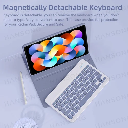 Imagen 2 del producto Para Redmi Pad SE Funda para teclado magnético de 11 pulgadas para Redmi Pad Pro Funda de cuero de 12,1 pulgadas con teclado Mous