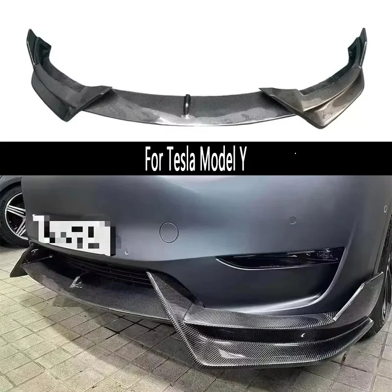 

For Tesla Model Y AD style Carbon Fiber Car Front Bumper Diverter Spoiler Diffuser Front lip chin L Style upgraded body kit