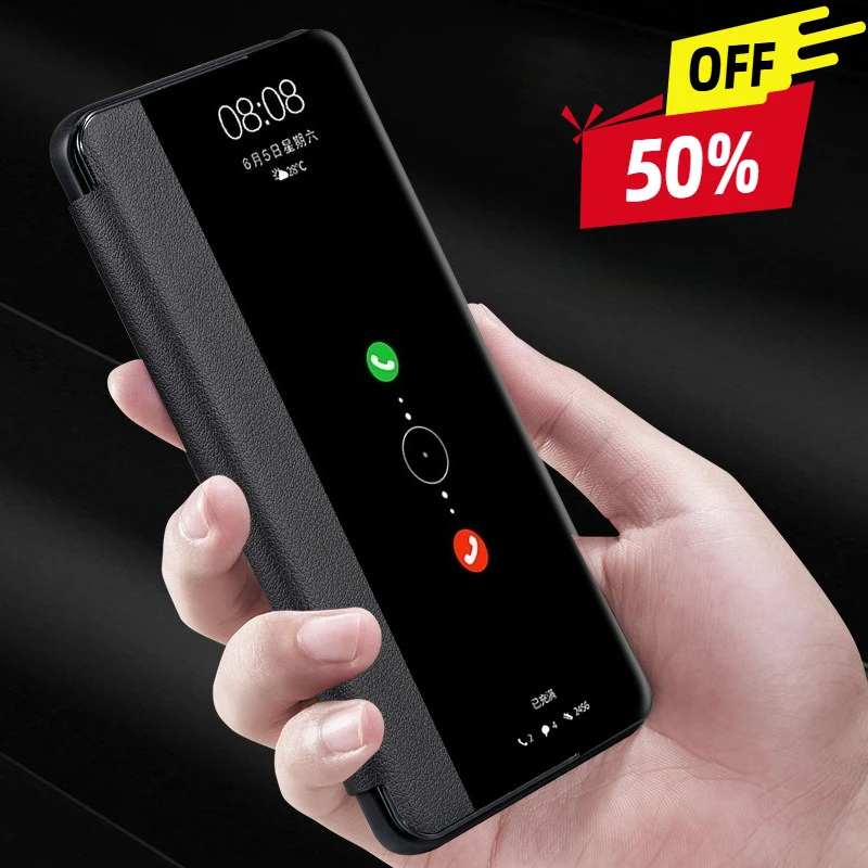 

For Huawei P40/P40 Pro P40 Pro+/Plus Smart View Call Faux Leather Case Business All Inclusive Anti Fall and Simple Design