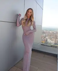 2025 New Transparent Photo Shoot Gown Sparkly Rhinestone Elastic Mesh Sexy Long Dress Elegant Party Prom Celebrity Stage Costume