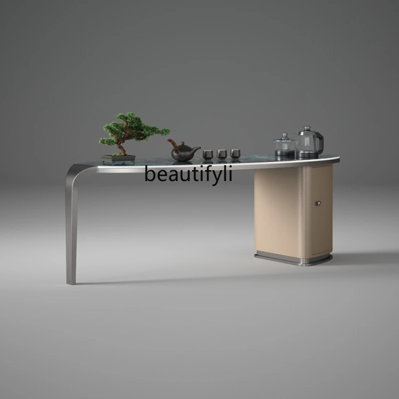 

Italian rock slab balcony tea table chair tea table simple living room home