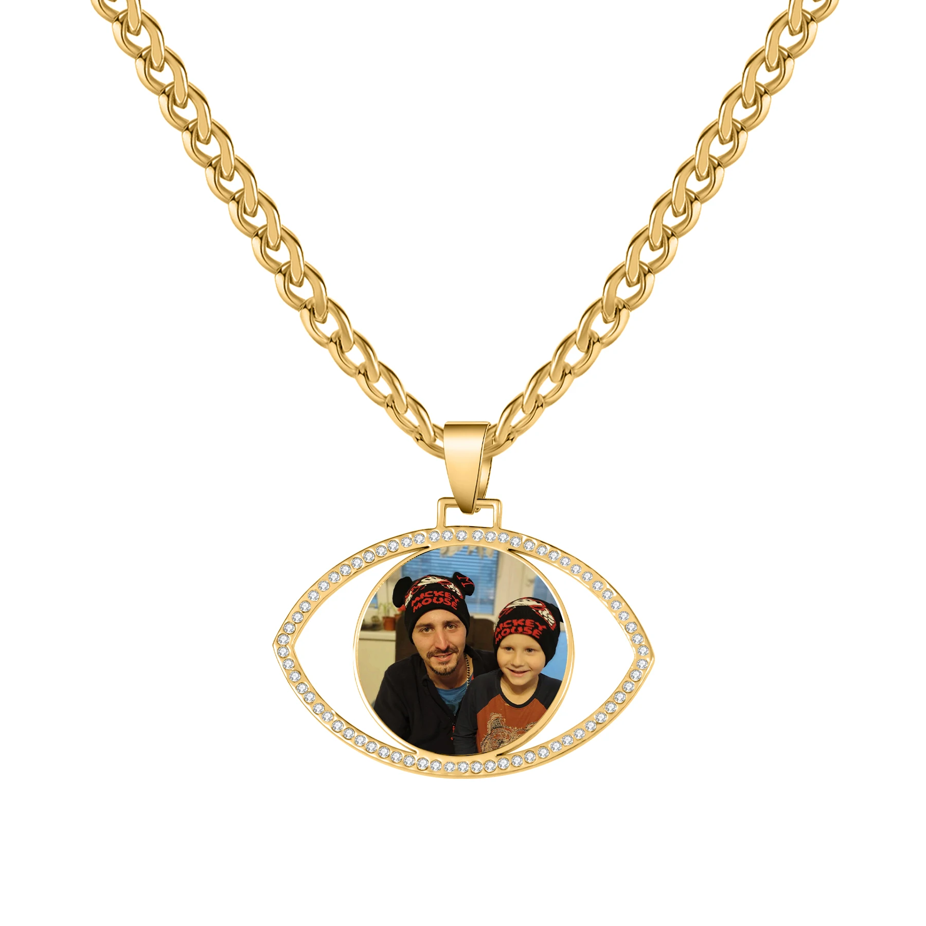 

Qitian Customized Picture Necklace Personalized Pendant Customization Acrylic Photo Diamond Eye Hollow Pendants Give To Family