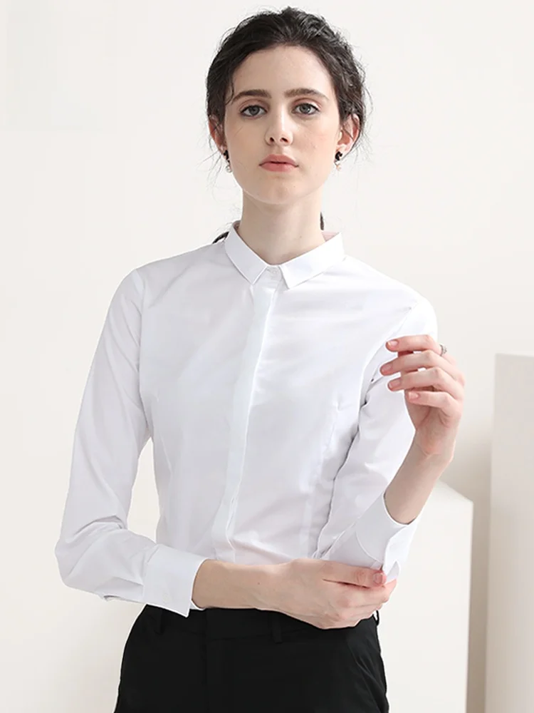 

Lormen Women's Long Sleeve Shirt 2026 New Commute Professional Formal Work Interview Clothing Elegantly White Blouse