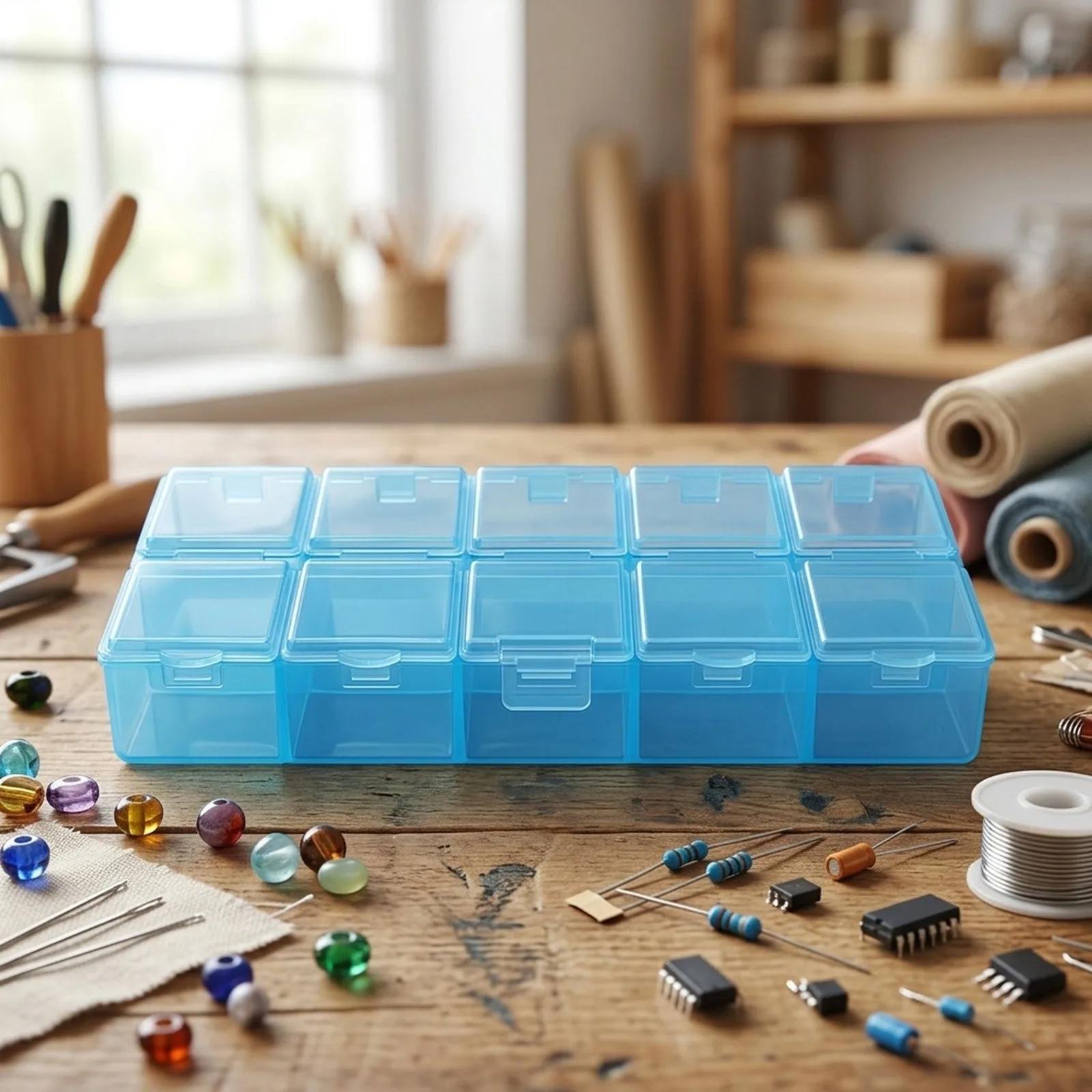 Compartment Storage Box Bead Holder Organizer Case Container Earring Jewelry Rectangle Screw Transparent Compartment