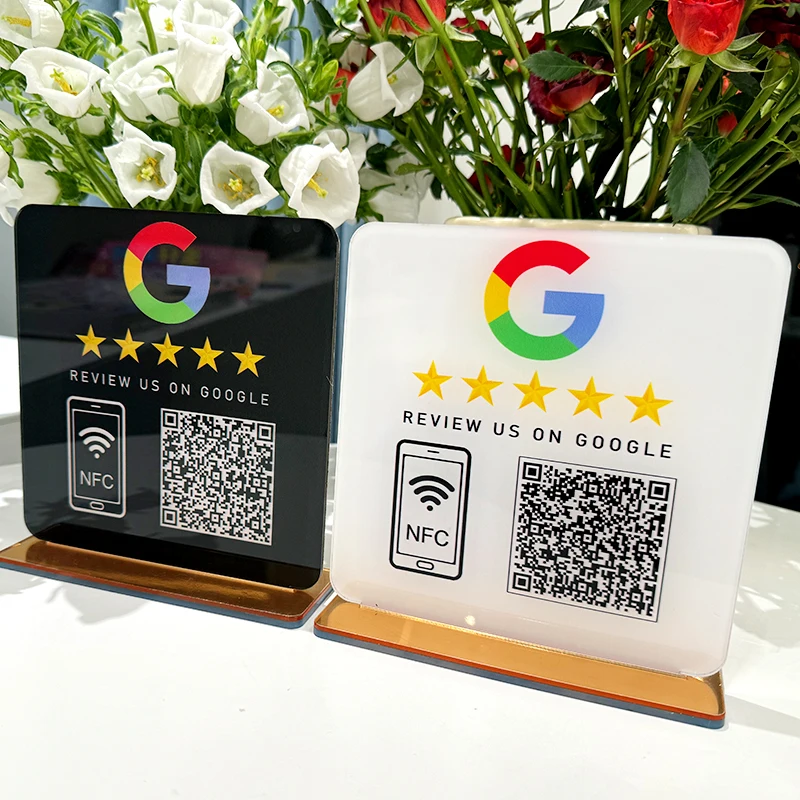 Google  Review Code Sign Customize NFC Scan Acrylic Social Media Business Store Decors Tap Contactless QR