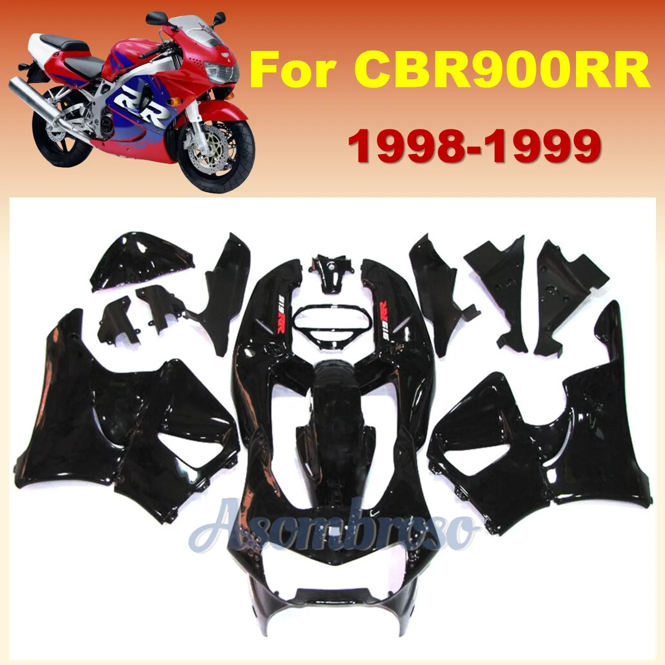 

Комплекты мотоциклетных обтекателей для Honda CBR900RR 1998 1999 CBR919RR 98 99 Черные Пластиковые обтекатели