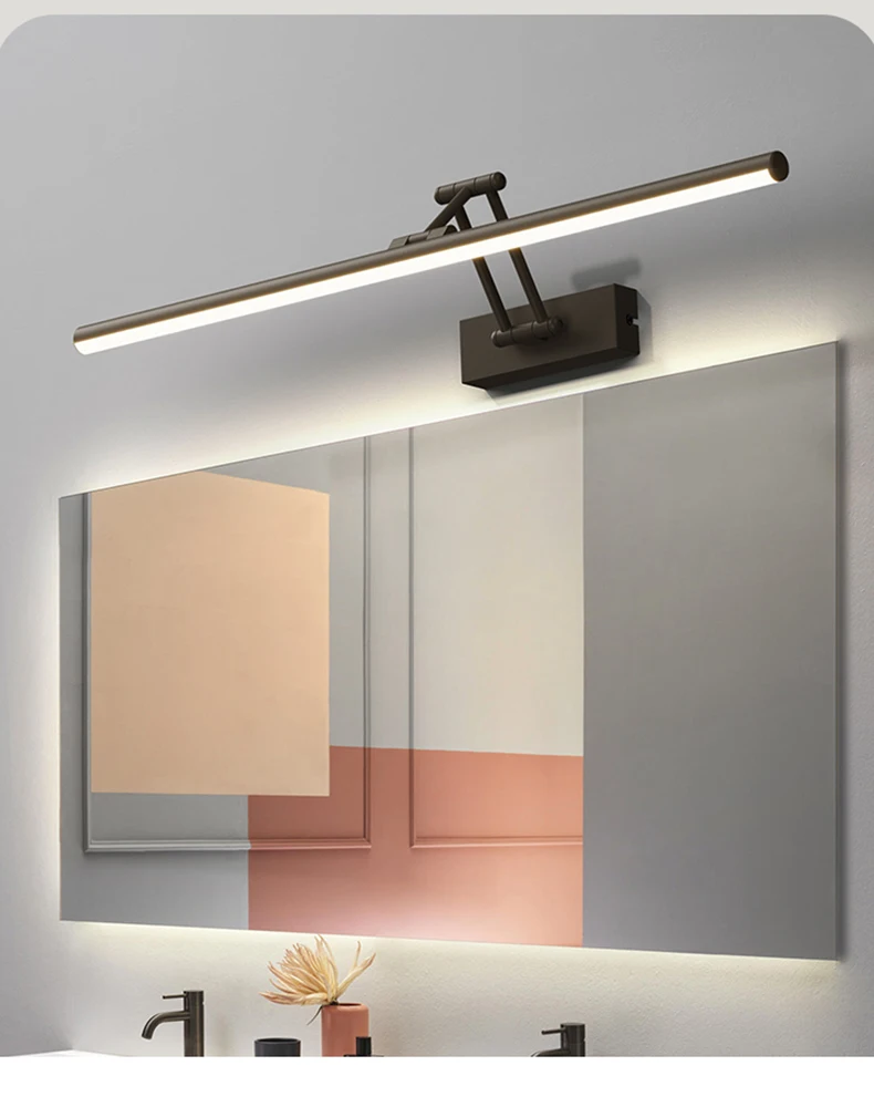 

Mirror Headlight Bathroom Perforation-Free Bathroom Cabinet Vanity Mirror Light Foldable Telescopic Rocker Arm Mirror Sconce