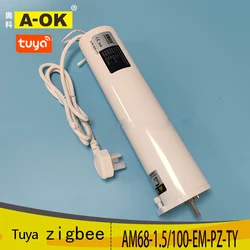 A-OK AM68/100-EM-PZ Tuya Zigbee Curtain Motor 65W,RF433 Control/Tuya app/485/Dry Contact Control,100-240V,for Alexa/Google Home