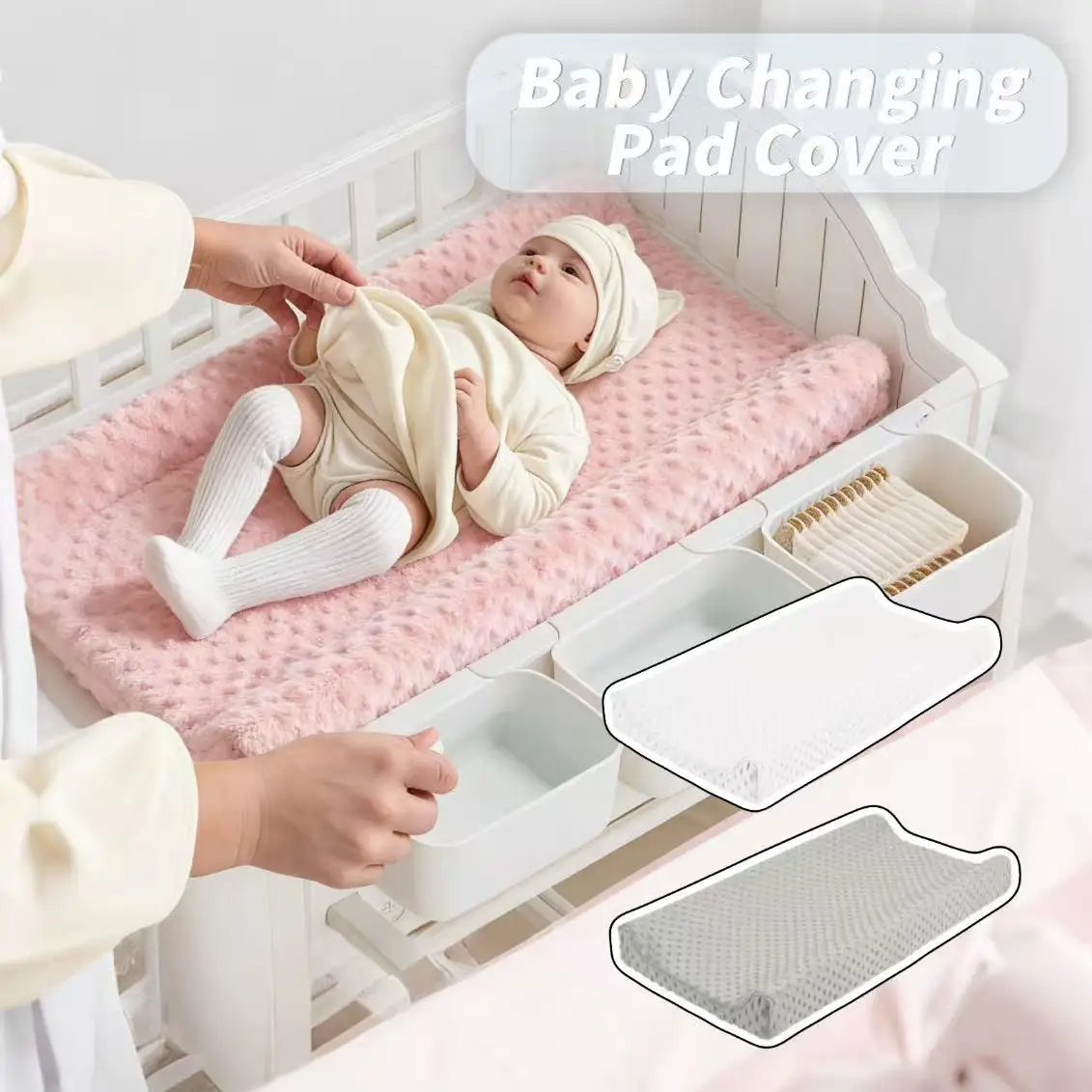 

1 шт., бархатное постельное белье Doudou для детской кроватки, чехол для пеленального столика, изготовлен из мягкого и комфортного полиэфирного волокна, подходит для большинства пеленальных столиков, сменный, можно стирать в машине, чехол для кроватки.