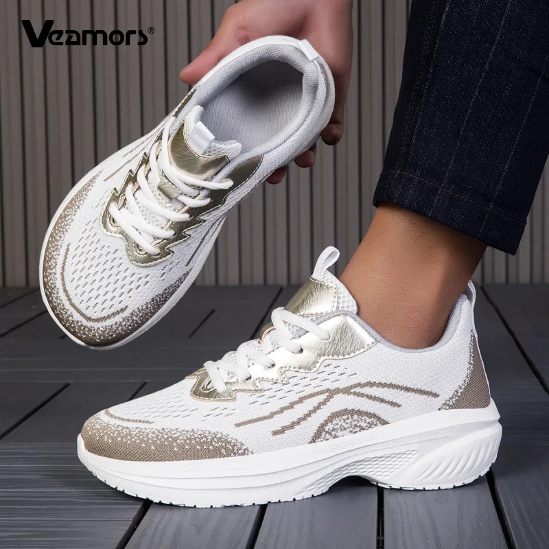 Lightweight Knitted Running Shoes Men Women Breathable Mesh Casual Trainers Soft Non-slip Outdoor Sneakers for Fitness Jogging