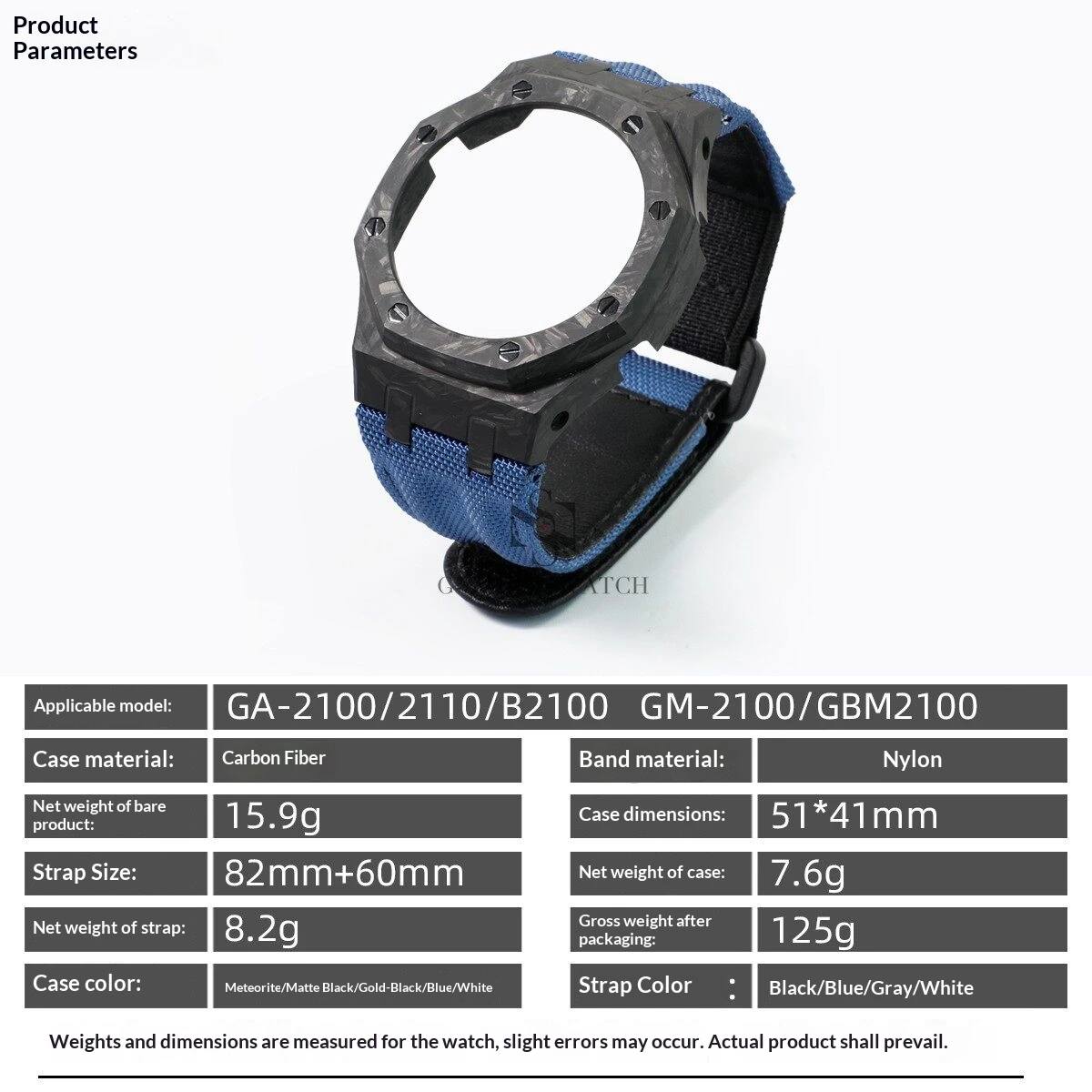 Carbon Fiber Case & Nylon Strap Set for Casio GA-2100 GA-B2100 GM2100 Watch Protective Cover Replacement Band Kit High Quality