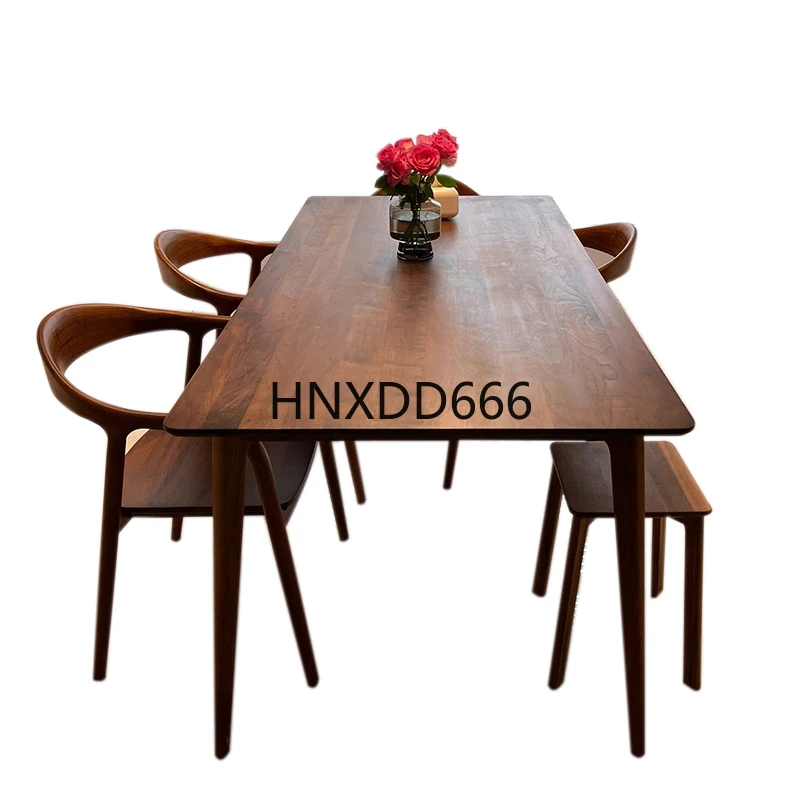 

New Chinese dining table and chair combination black walnut dining table