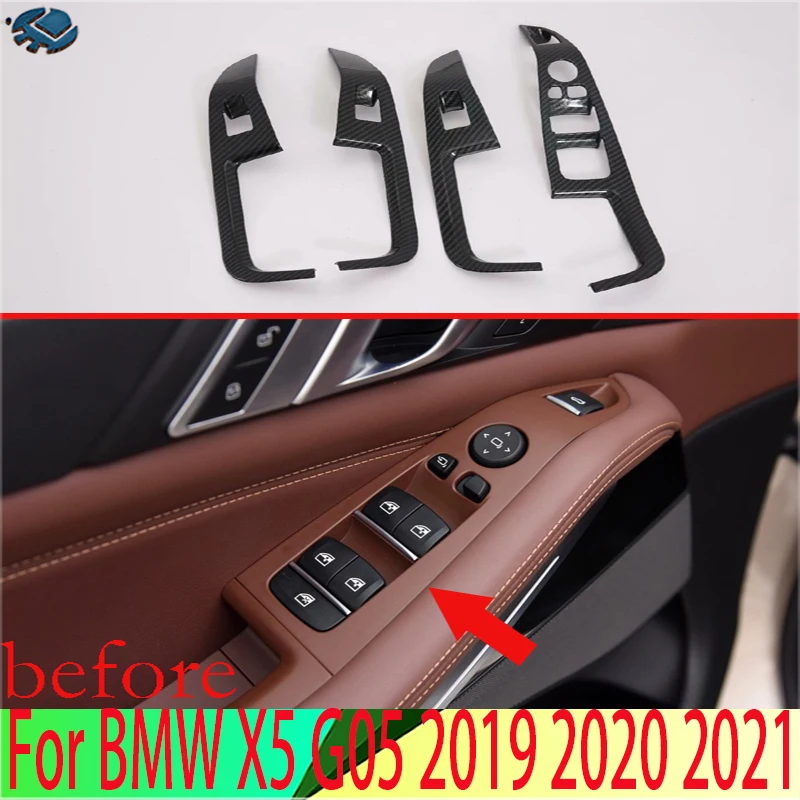 

For BMW X5 G05 2019 2020 2021 Carbon Fiber Style Door Window Armrest Cover Switch Panel Trim Molding Garnish