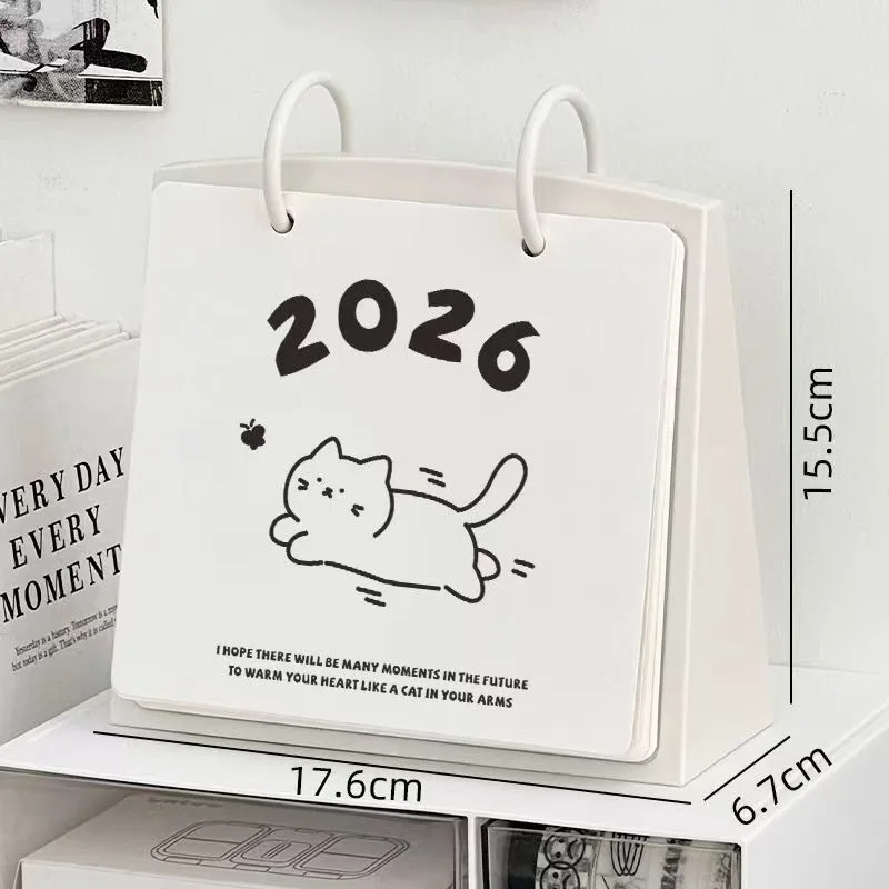 

Милый флип-календарь 2026, настольный календарь Ins, офисный настольный орнамент, вечный календарь, планировщик заметок, канцелярские принадлежности, офисные принадлежности