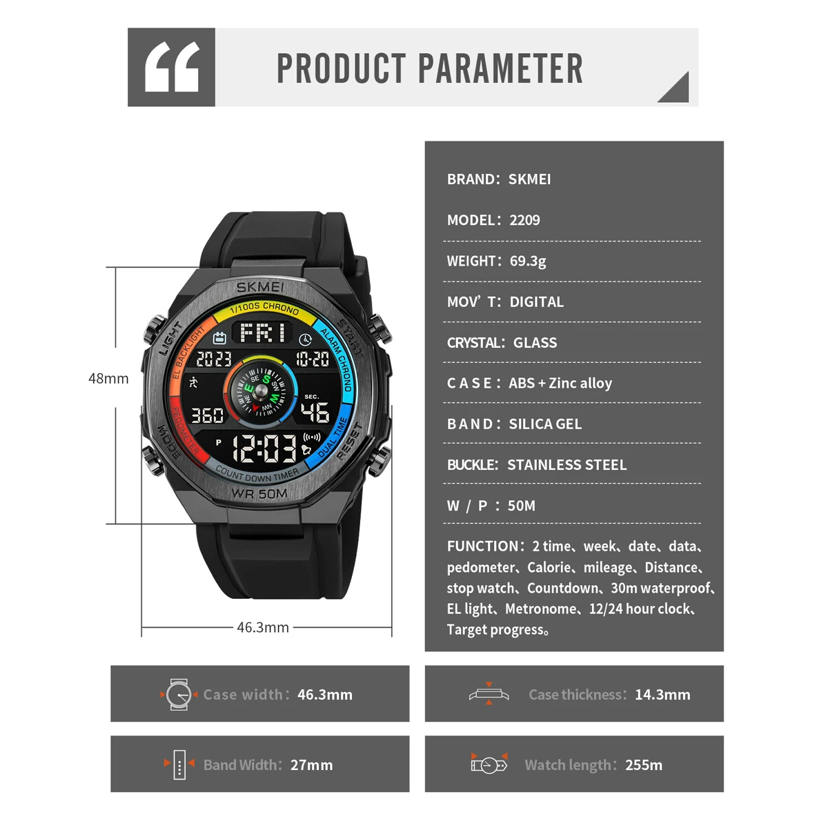 SKMEI New Fashion Pedometer Distance Wristwatch Waterproof Digital Sport Watches Men Silica Gel Band Date Alarm reloj hombre