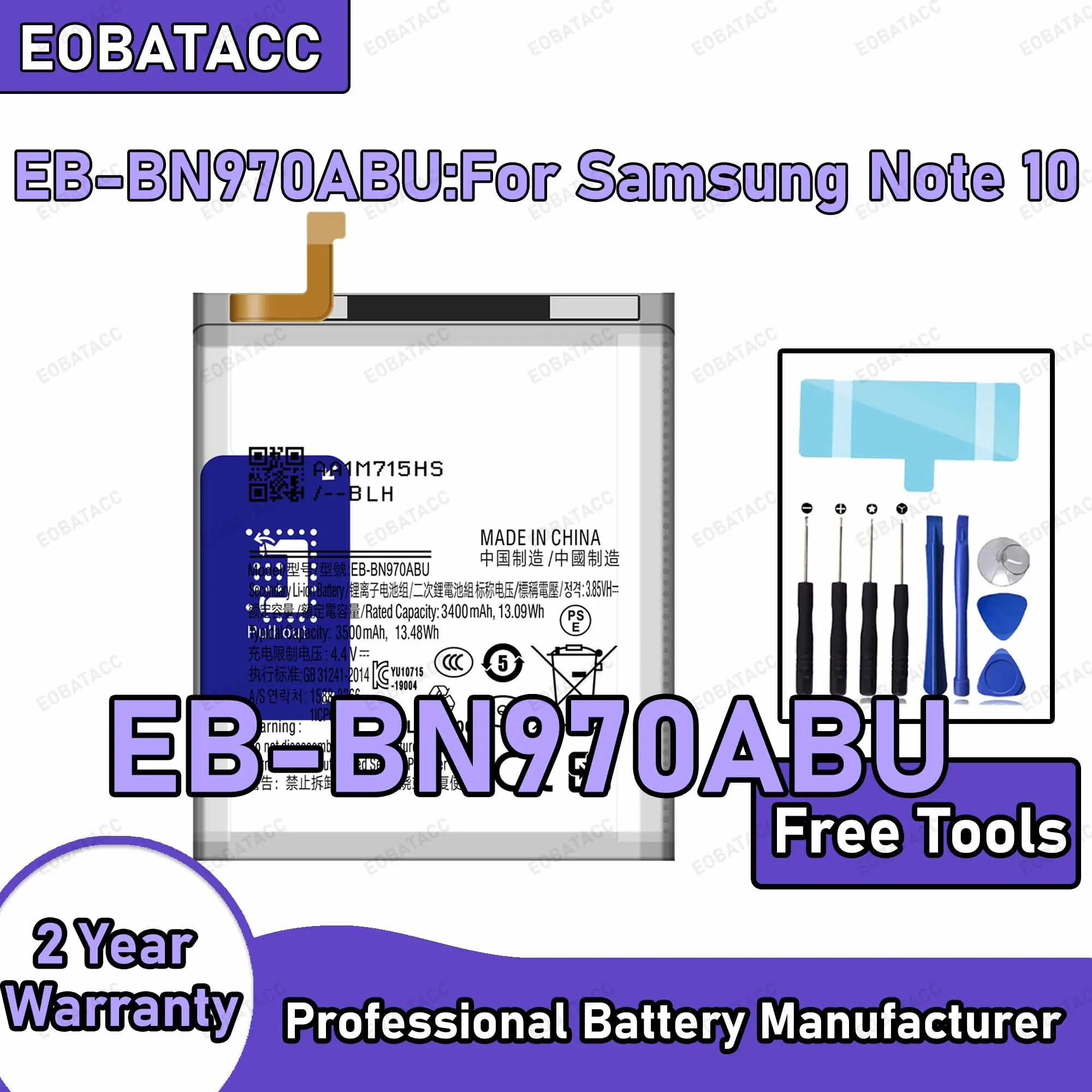 3500mAh EB-BN970ABU Replacement Battery for Samsung Galaxy Note 10 Repair Tools Kit