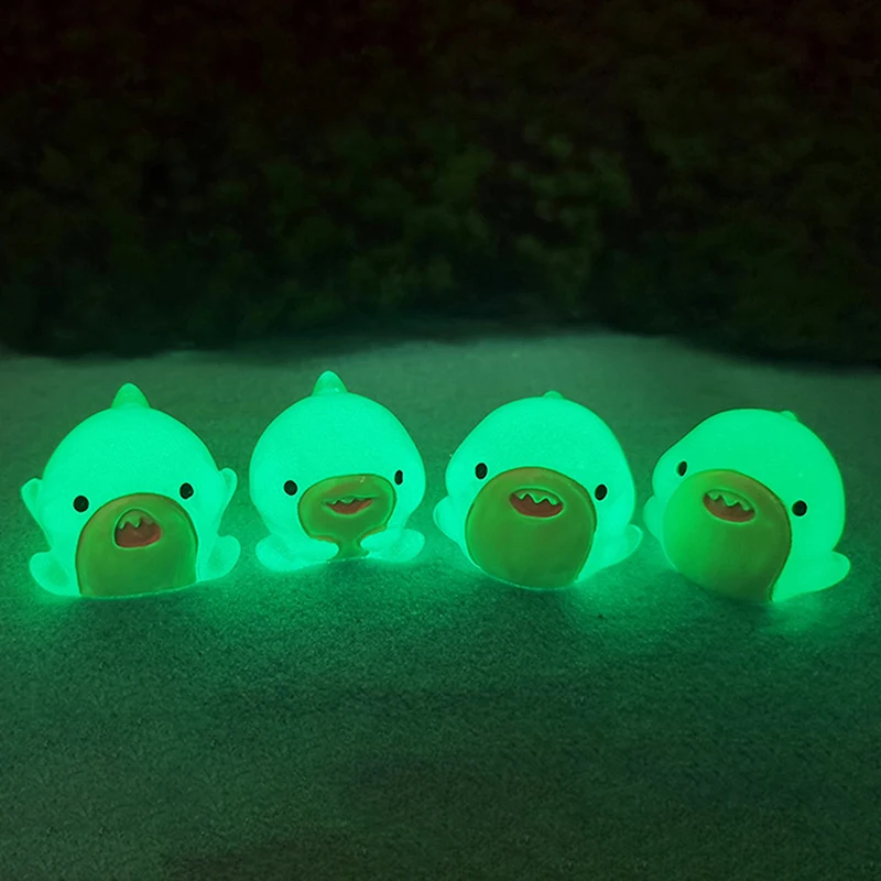 1Pcs Mini Shark Luminous Toy Cute Decorations Kids Glow In The Dark Resin Shark Miniature Figurines Gift For Girls Novelty