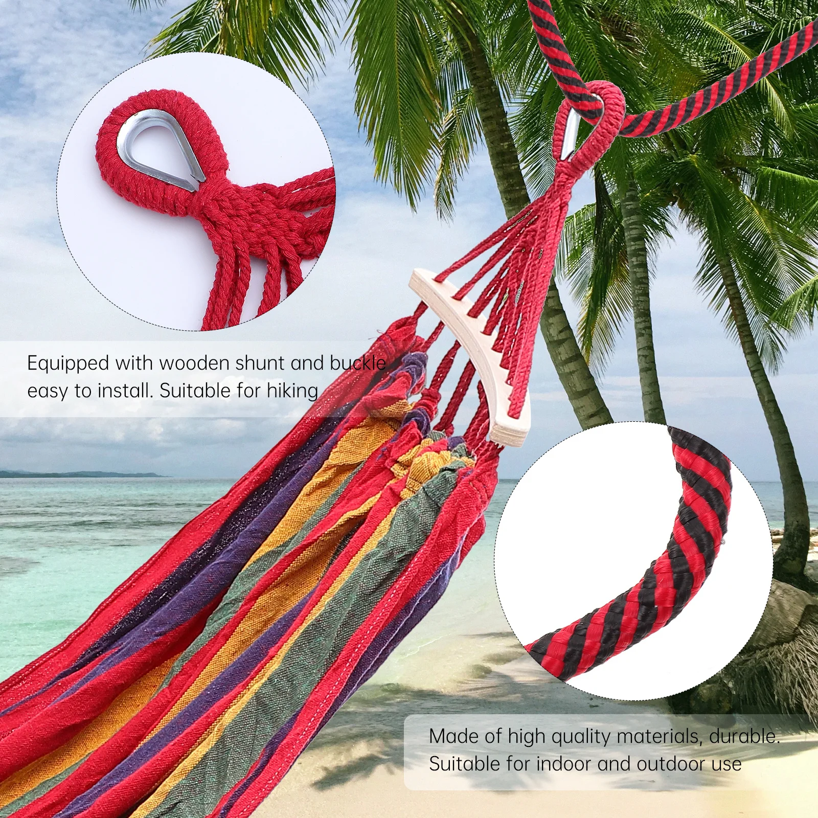 

Striped Canvas Camping Hammock Outdoor Portable Travel Lightweight Swing Bed for Hiking Backpacking Garden Balcony Indoor