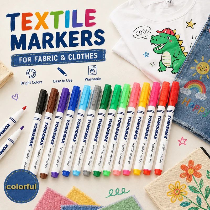 10Pcs Fabric Painting Markers, Color Art Pens, Non-Fading Graffiti Markers for T-Shirts Shoes, DIY Crafts Fabric Decoration Art