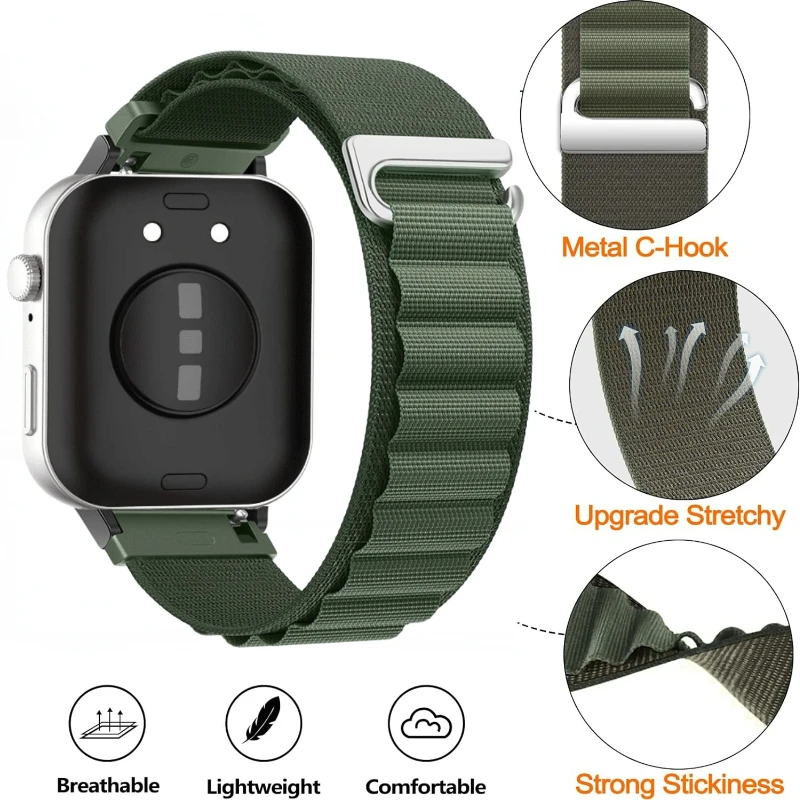 Alpine Nylon Loop Strap for Fitbit Versa 4/3 SmartWatch Replacement Sports Bracelet Wristband for Fitbit Sense 2/1 Accessories