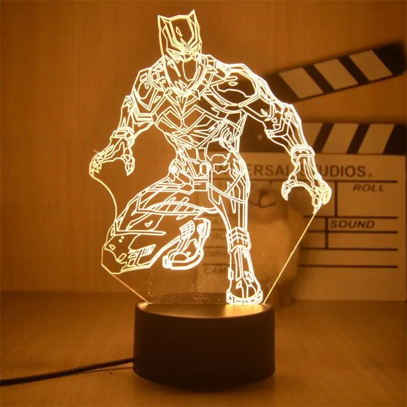 Disney Marvel Night Lights 3D Ironman Spiderman Hulk Deadpool Thor Action Figures The Avengers LED Lamp Decor Boyfriend Gift