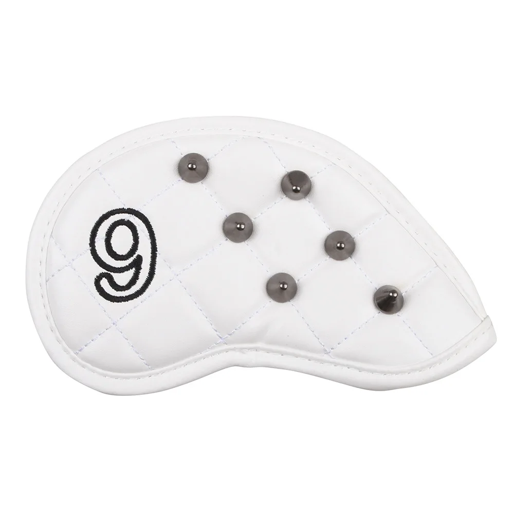 Black and White Golf Iron Cover, Rivet Style Club Cover, Digital Embroidery Sleeve Wedge Cover, 4, 5, 6, 7, 8, 9 A, S, P, 9 Pcs