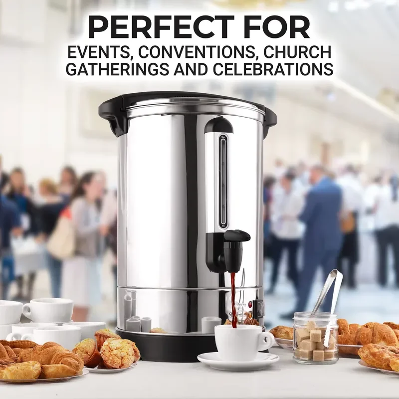 Commercial 100 Cup Stainless Steel Coffee Urn Automatic Hot Water Dispenser for Hotel Restaurant Self Service Catering