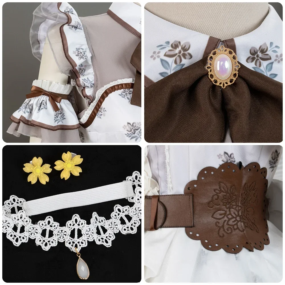 Bangdreammygoアニメ!! 高松と森-女性のための白いプリンセスドレス,コスプレ衣装,ロリータスカート,白いかつら,カーニバルスーツ,誕生日パーティー