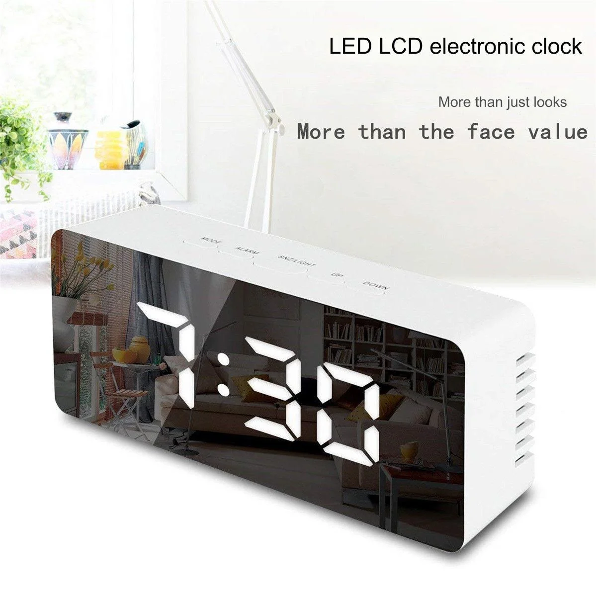 

Source manufacturer Mini LED Mirror Clock Electronic Digital Travel Clock Alarm Clock Mirror Car clocks