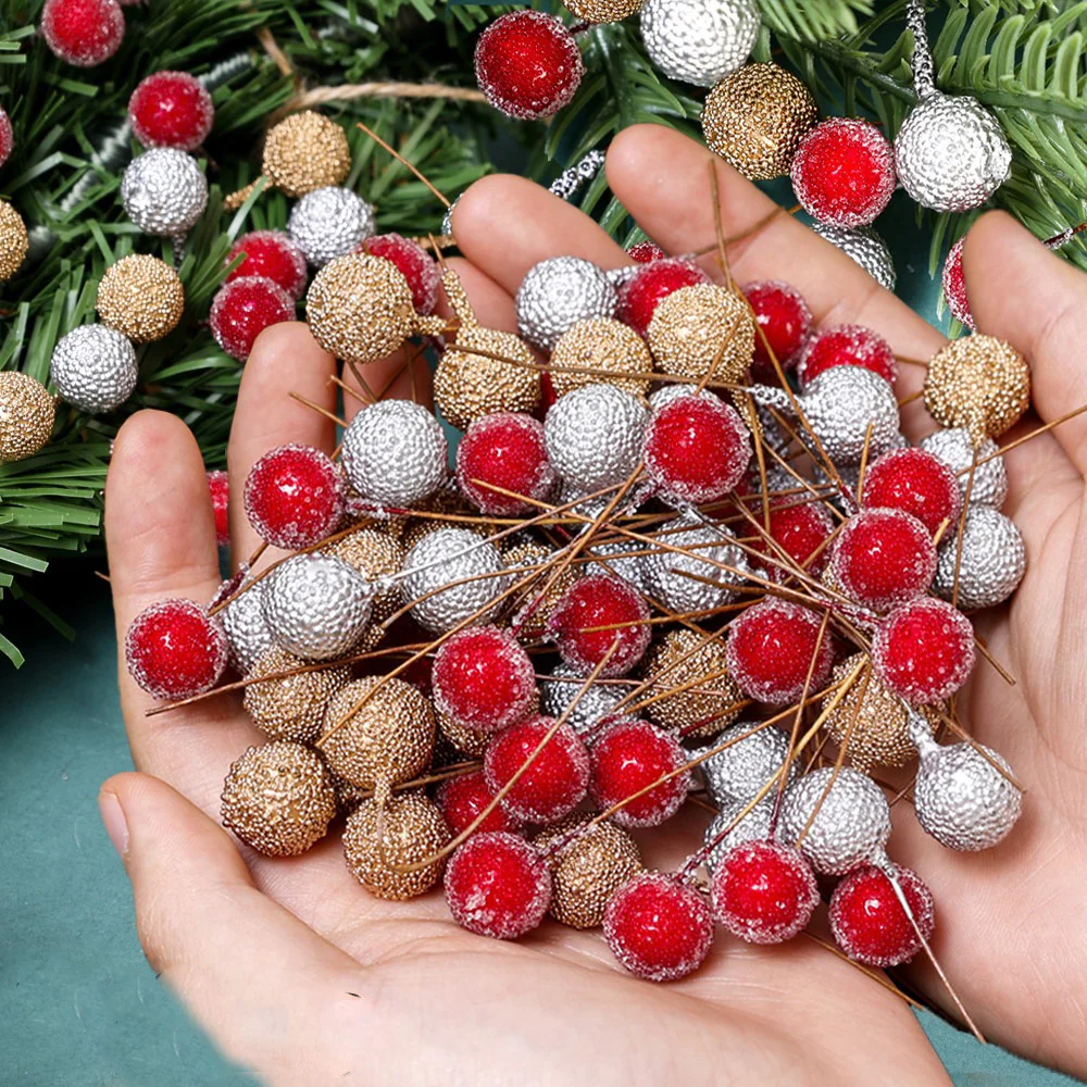 50 Stück Weihnachtsdekoration Beere Weihnachtsbaum Ornament für Zuhause Raumdekoration Weihnachten Neujahr 2025 DIY Handwerk Geschenk Girlande Zubehör