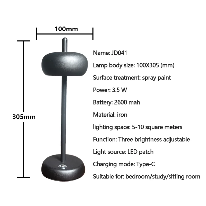 Imagem -06 - Luxo de Cabeceira Portátil sem Fio Recarregável Luz da Noite Led Candeeiro Mesa Toque Interruptor sem Fio Luz da Mesa