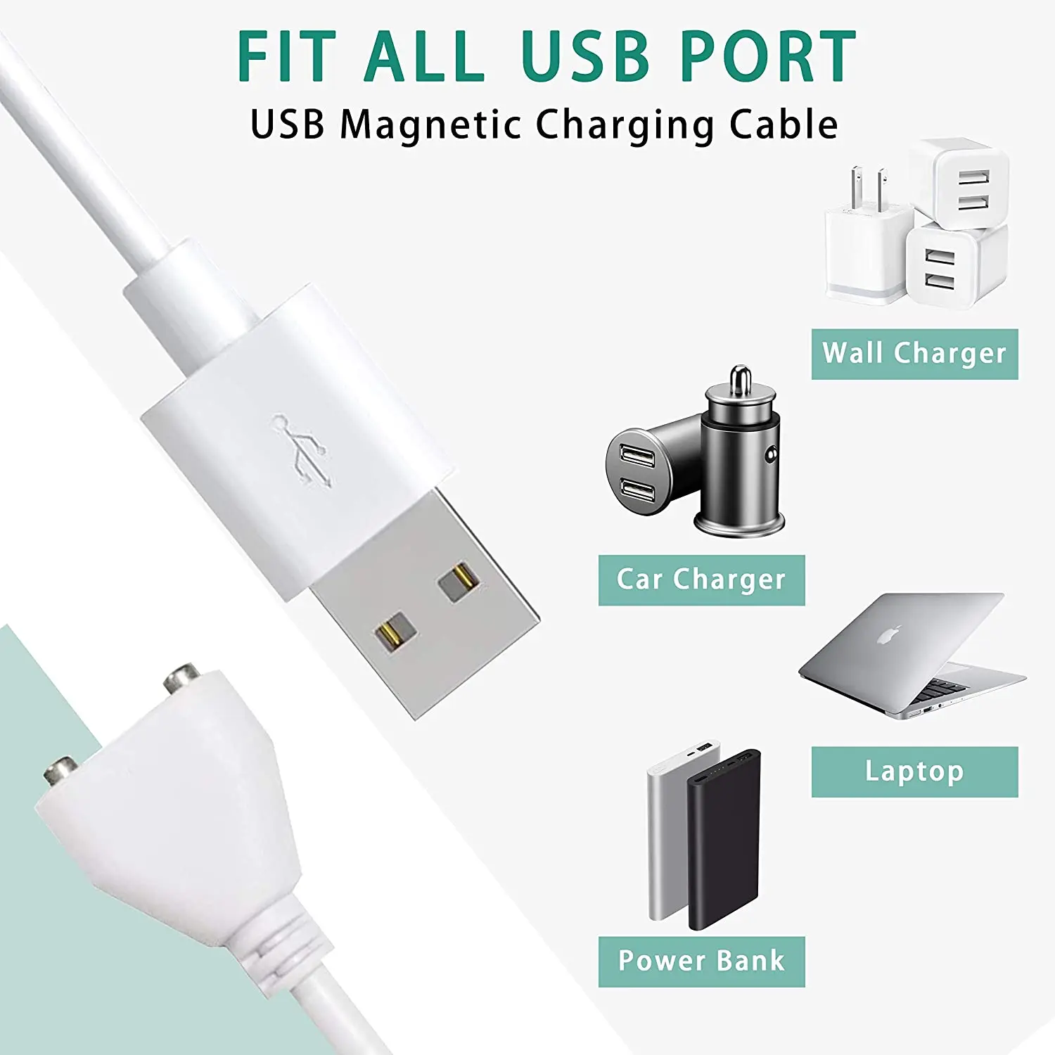 10mm Magnetic USB DC Charger Cable Replacement Charging Cord