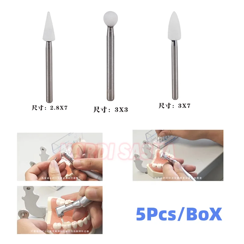 

5Pcs Dental TOBOOM High-speed Handpiece White Sandstone Polishing Head FG Drills Abrasion Bur For denture Finishing & polishing